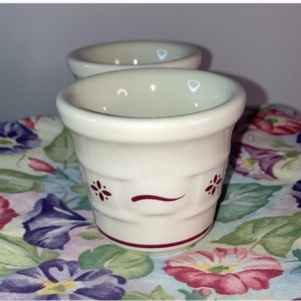 Longaberger traditional Red Votive Cups Pottery Made in USA quantity 2